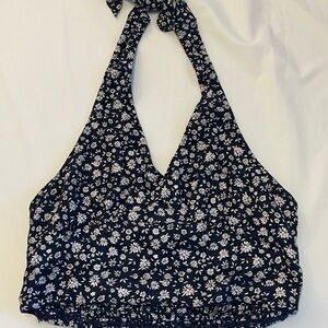 Floral Halter Top - Black and White